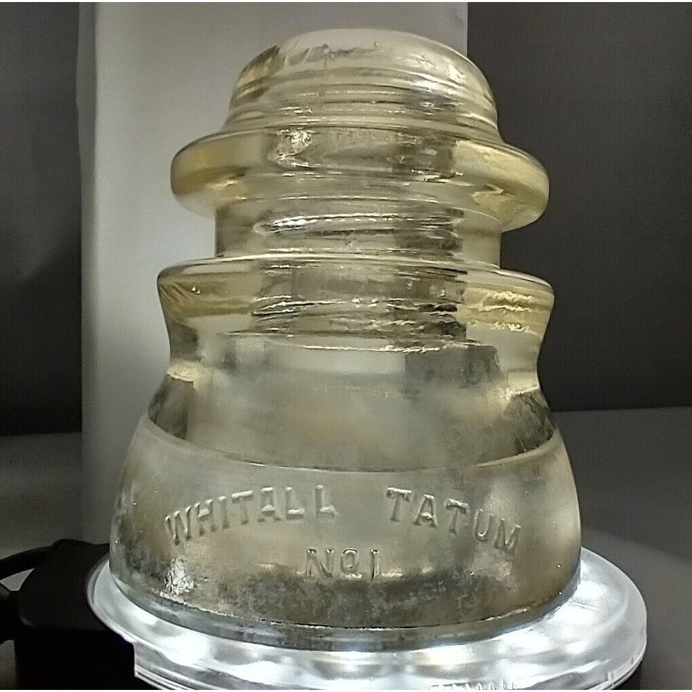 Vintage Whitall Tatum No 1 Clear Glass Insulator 5-44 (A)  please read descripti